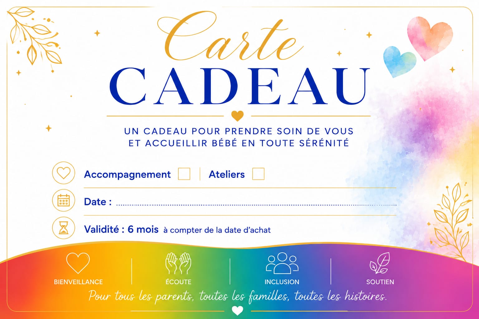 Carte cadeau naissance pour offrir un accompagnement personnalisé aux futurs et jeunes parents