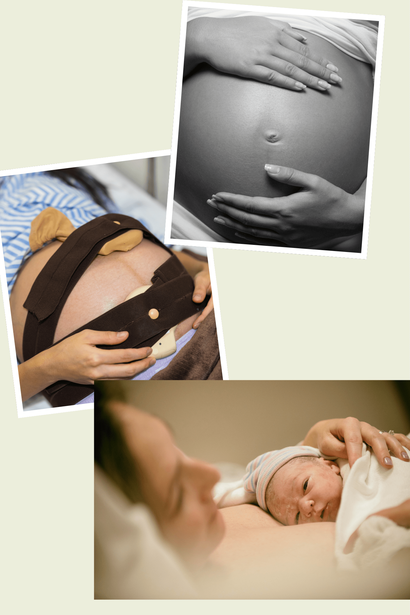Illustration représentant une femme enceinte et le parcours de la grossesse jusqu'à l'accouchement.